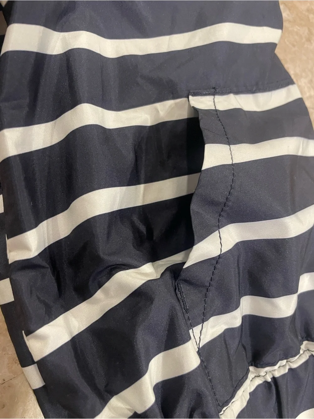 Fall Navy & White Striped Hooded Pullover lined windbreaker Jacket - Kids